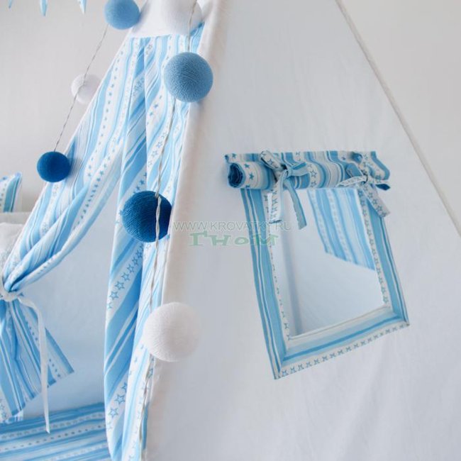 Вигвам Blue Stripes с окном и карманом, Арт. vv010308 Вигвам Blue Stripes с окном и карманом, Арт. vv010308