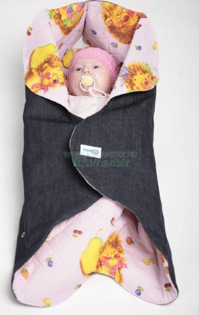 Конверт для новорожденного Ramili Denim Style Pink (прорези для ремней)
