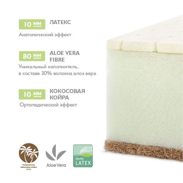 Матрац детский "Aloe vera Life" 120х60х1 см. АБ-03/1